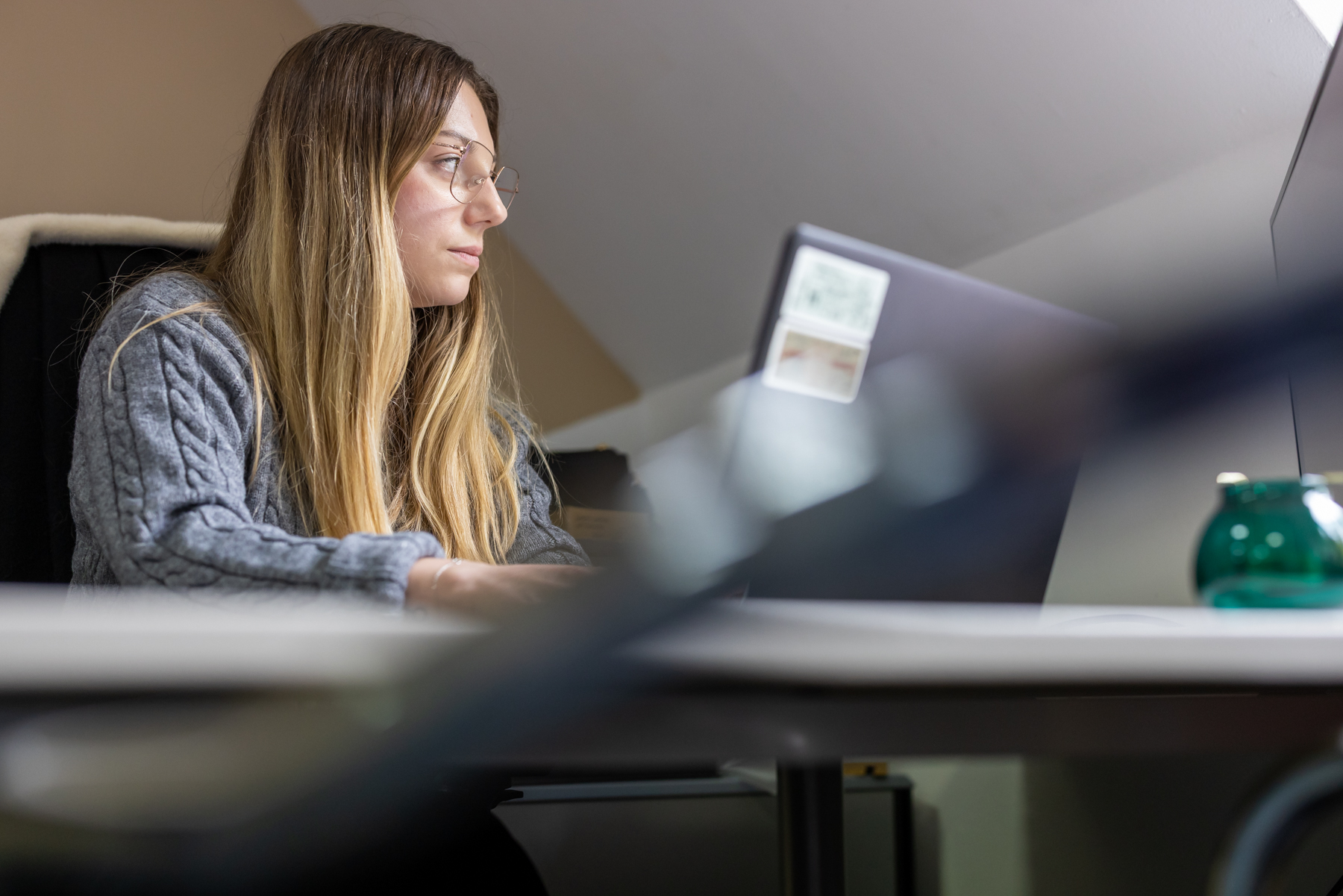 Conseillère en formation sur son ordinateur